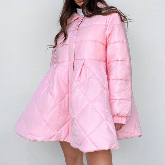 Baby Pink Casual Women's Loose A-Line Jacket - Picture 5 of 6